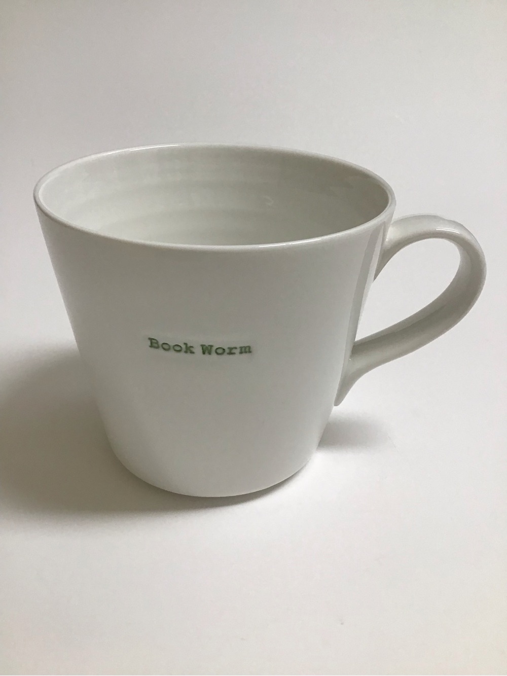 Keith Brymer Jones Mug Bookworm Word Range Pottery Green White Porcelain Tea UK